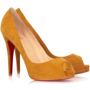 Christian Louboutin Suede Peep Toe Heels